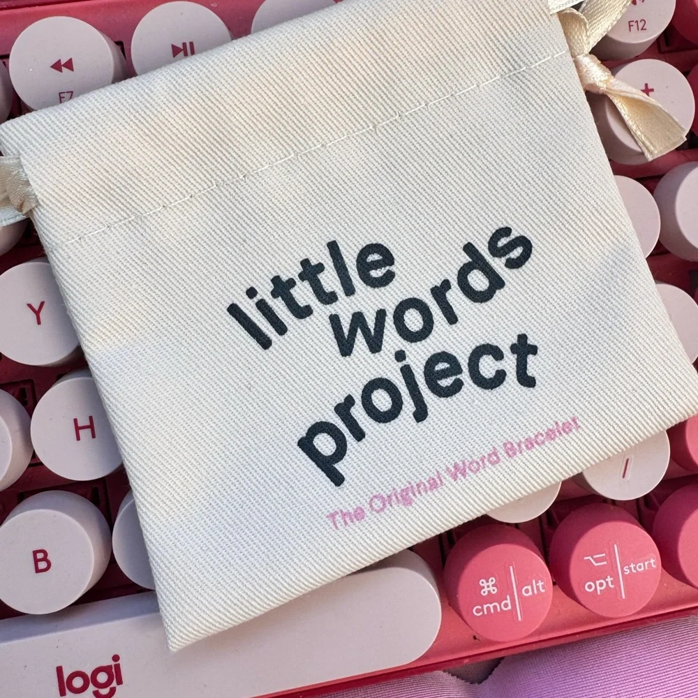 🔥 Little Words Project Cream Drawstring Accessory Pouch - Picture 1 of 2